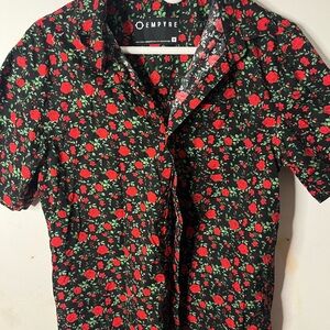 Empyre Men's Black and Red Floral Shirt